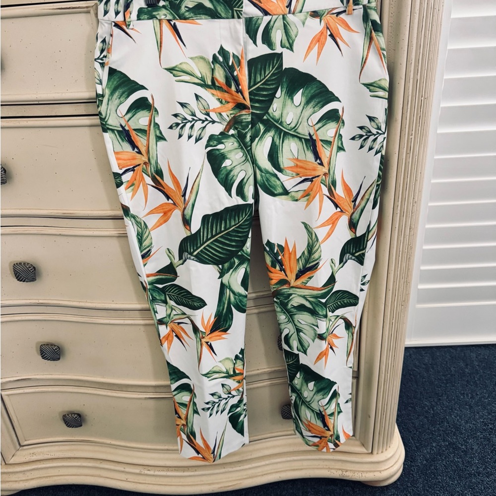 Ovi Green and White Leaf Pattern Pants